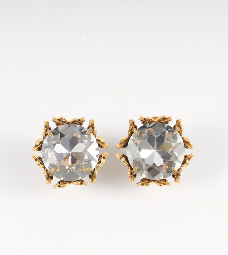 Gold Knot Rhinestone Stud Earrings, Vintage Clip-On Earrings, Retro Statement Jewelry, Elegant Wedding Earrings, Gift for Women