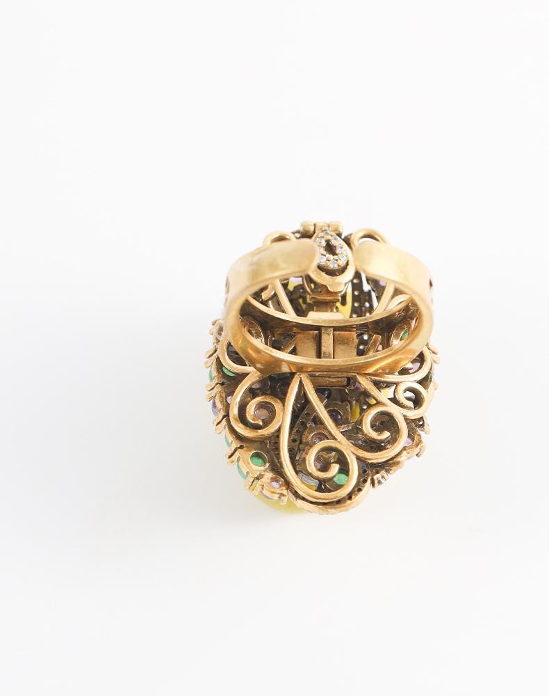 Vintage Colorful Crystal Flower Ring - Classic Multicolor Rhinestone Floral Ring, Luxury Statement Jewelry