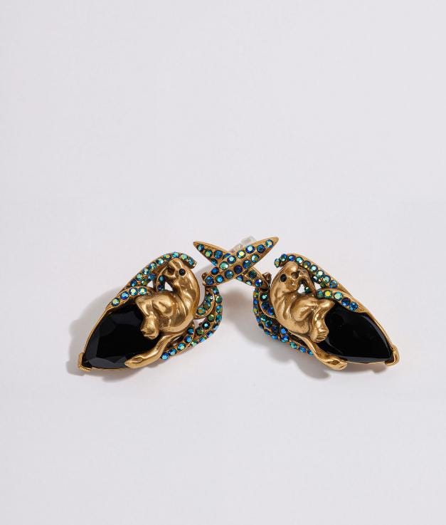Vintage Earrings ·Vintage Panther Statement Earrings · Gothic Black Crystal Drop · Animal Jewelry Gift
