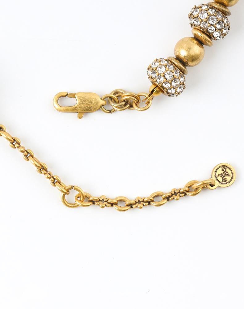 French Vintage Opalite Jewelry Set | Gold-Plated Necklace Ring Earrings with Swarovski