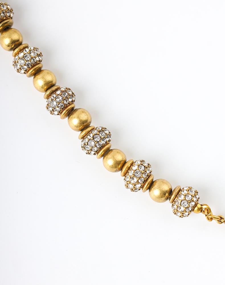 French Vintage Opalite Jewelry Set | Gold-Plated Necklace Ring Earrings with Swarovski