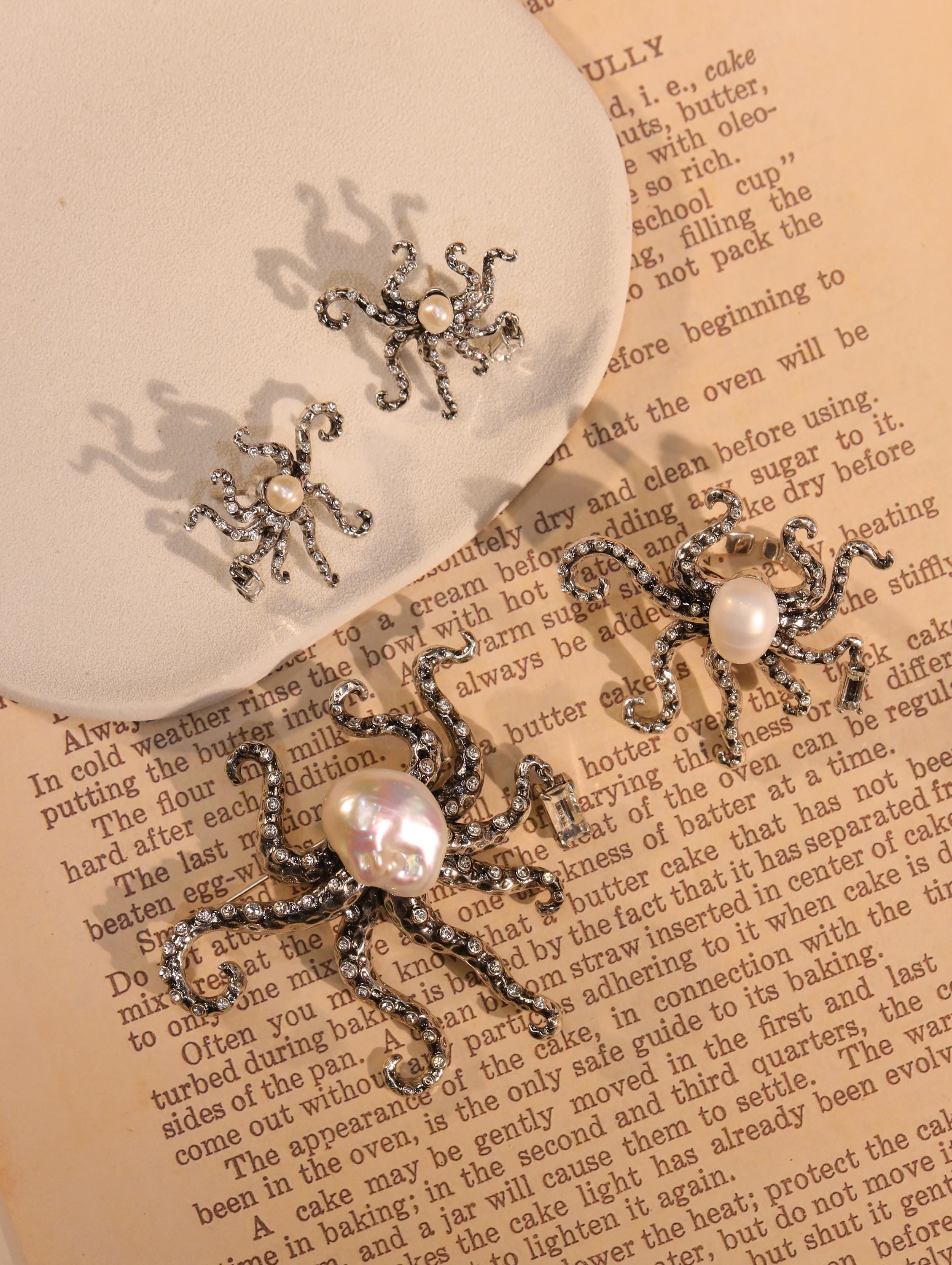 Handmade Octopus Pearl Ring | Baroque Freshwater Pearl Adjustable Ring | Ocean Gothic Statement Jewelry | Gift for Her