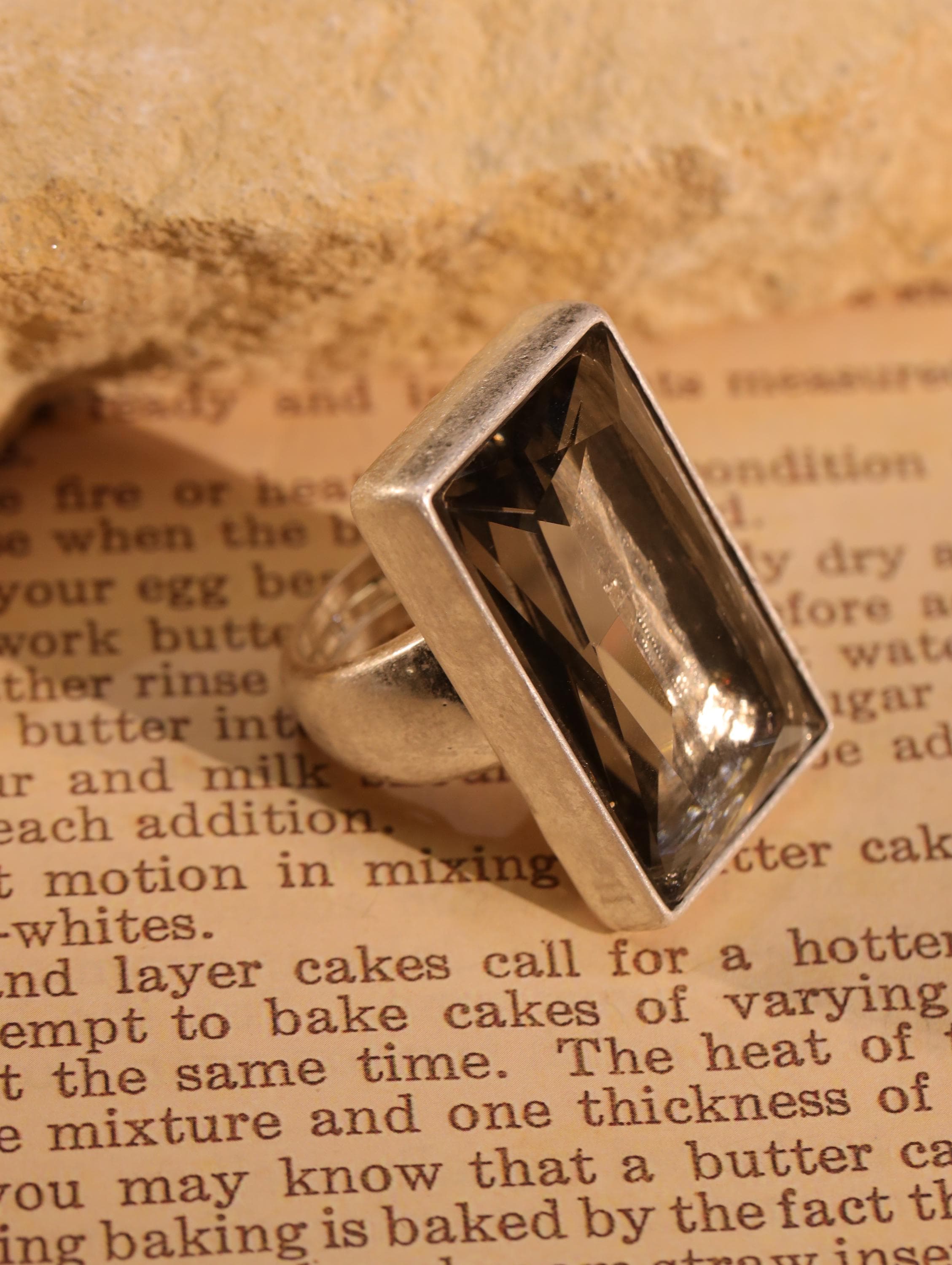 Statement Geometric Rectangle Rings, Oversized Minimalist Cocktail Rings, Modern Bold Jewelry for Women, Adjustable Unique Gift