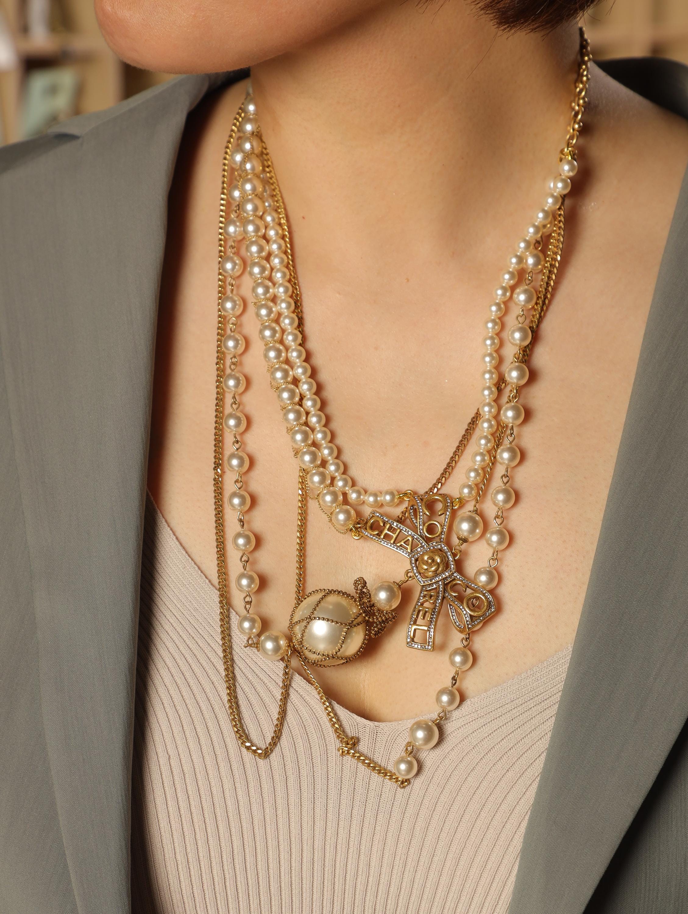 Luxury Baroque Pearl Necklace & Bow Earrings Set, Premium Handmade Jewelry, 18K Gold Plated, High-End Statement Bridal Jewelry