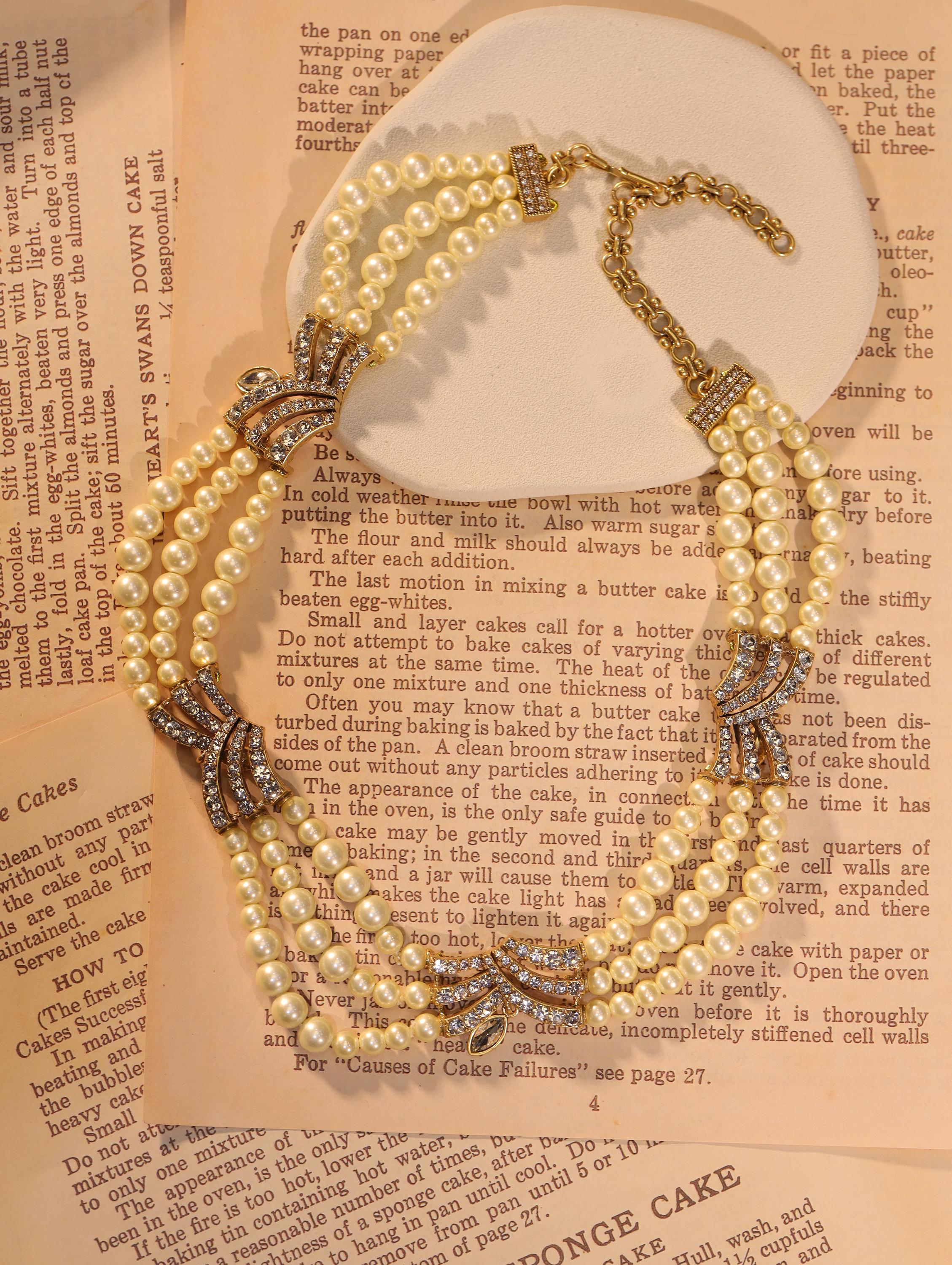 Swarovski Pearl & Crystal Necklace Set, Luxury Handcrafted 18K Gold Plated, Vintage Art Deco Jewelry, Statement Bridal Jewelry