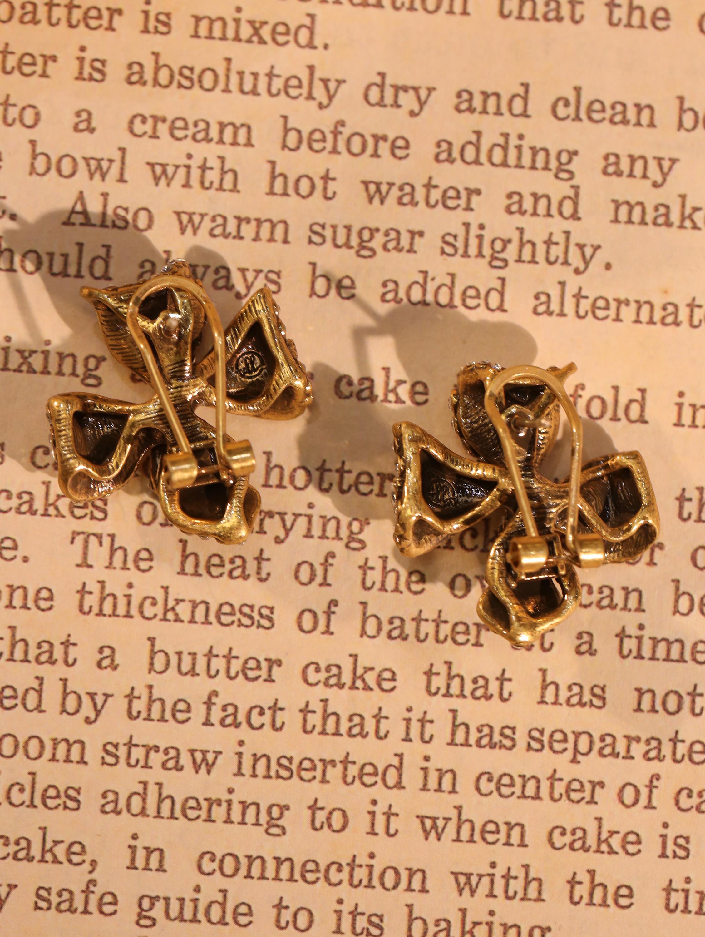 Swarovski Crystal Bow Jewelry Set, Handcrafted 18K Gold Plated, Vintage Statement Ring & Earrings, Artisan Luxury Collector Jewelry