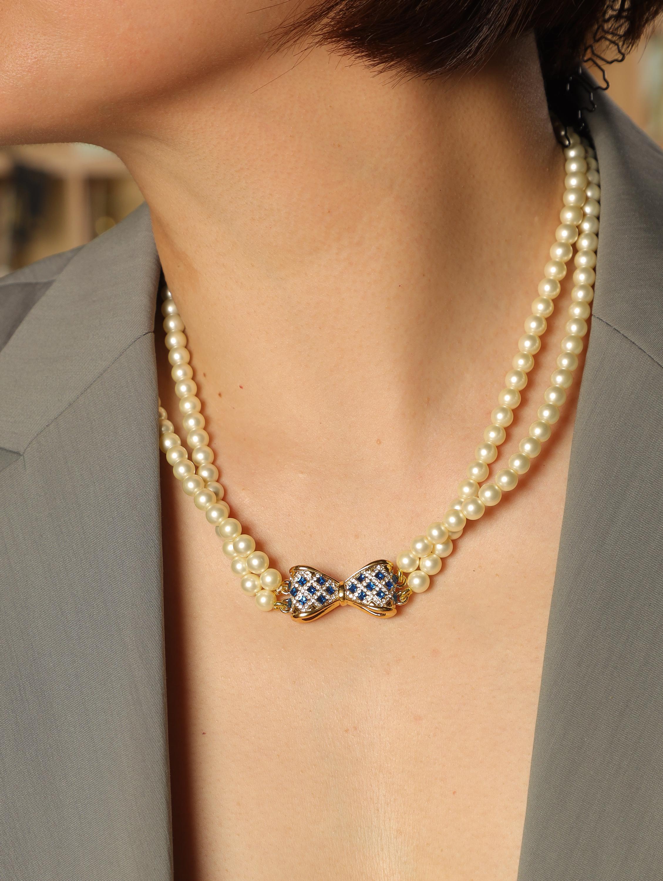 Swarovski Pearl Blue Crystal Jewelry Set, 18K Gold Plated, Artisan Handmade Necklace, Earrings & Ring, Luxury Baroque Collectors Jewelry