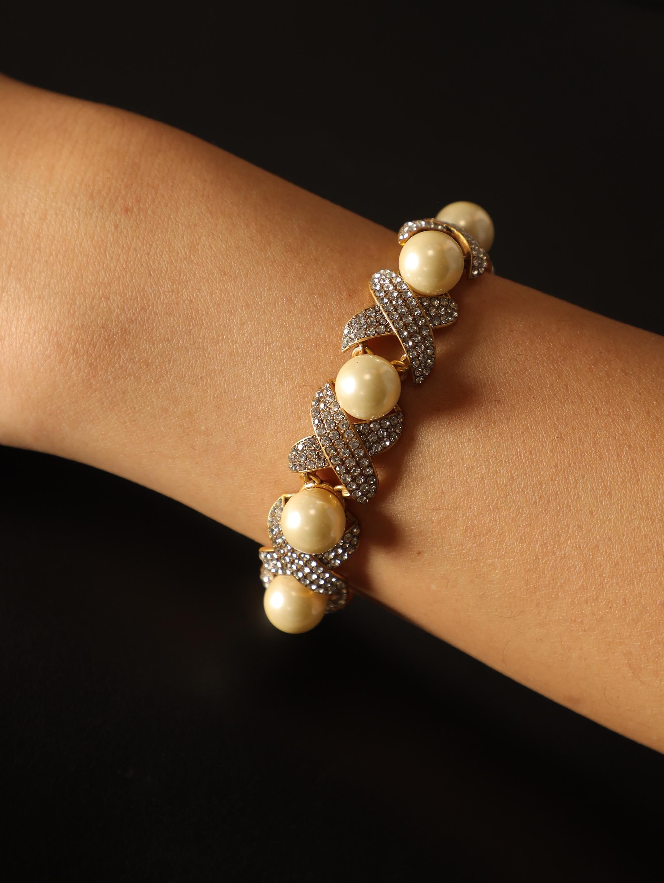 Luxury Pearl Bracelet & Earrings Set, 18K Gold Plated, Artisan Handcrafted with CZ Diamonds, Elegant High-End Boutique Jewelry