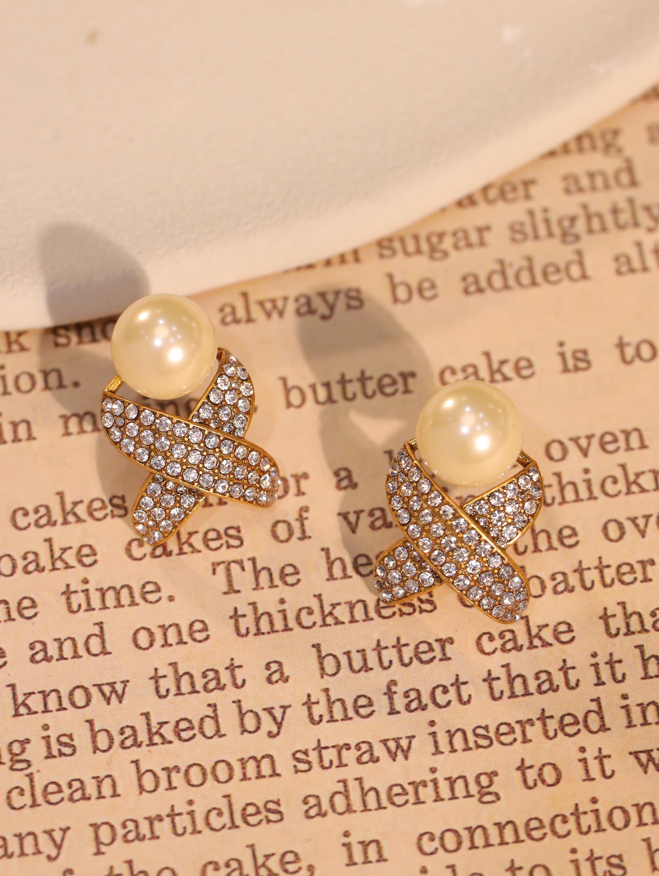 Luxury Pearl Bracelet & Earrings Set, 18K Gold Plated, Artisan Handcrafted with CZ Diamonds, Elegant High-End Boutique Jewelry