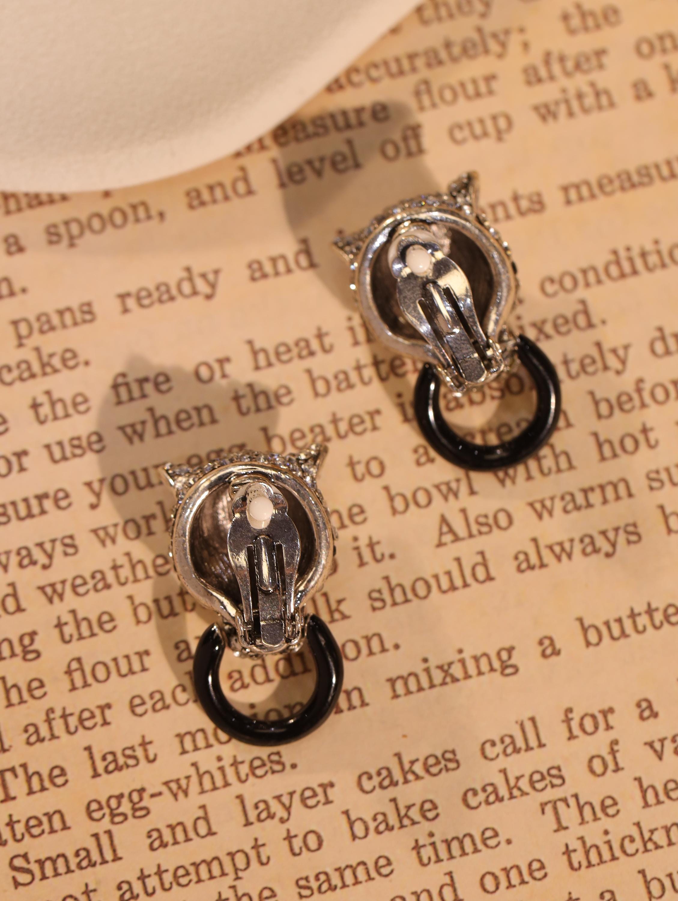 Crystal Leopard Head Clip-On Earrings | Unique Small-Batch Jewelry | Green Eyes, Black Hoop, Bold Luxury Statement for Fashion Elites