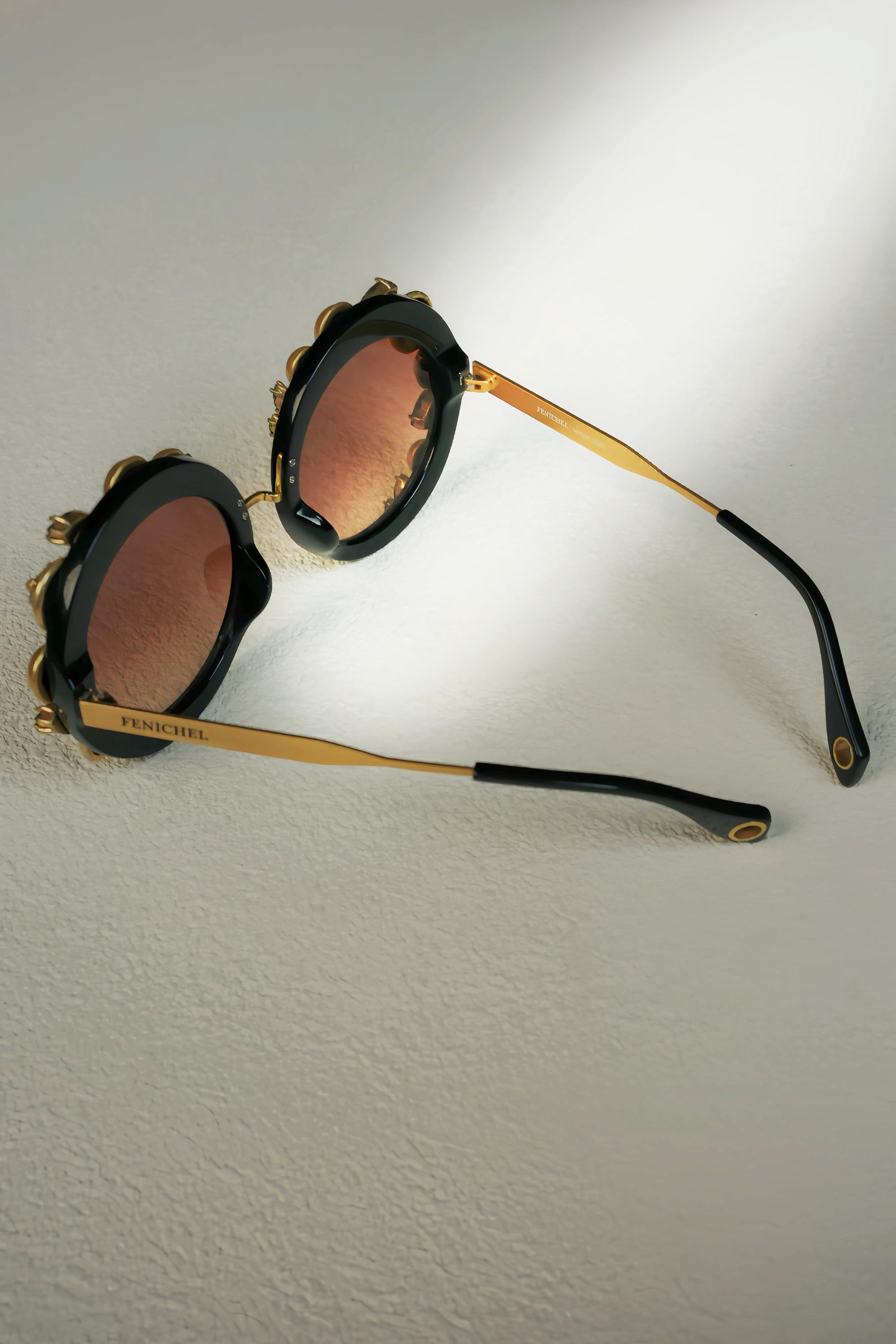 Bold Baroque Statement Sunglasses | Unique Handmade Beaded Round Shades | Attention-Grabbing Artistic Eyewear for Fashion Rebels