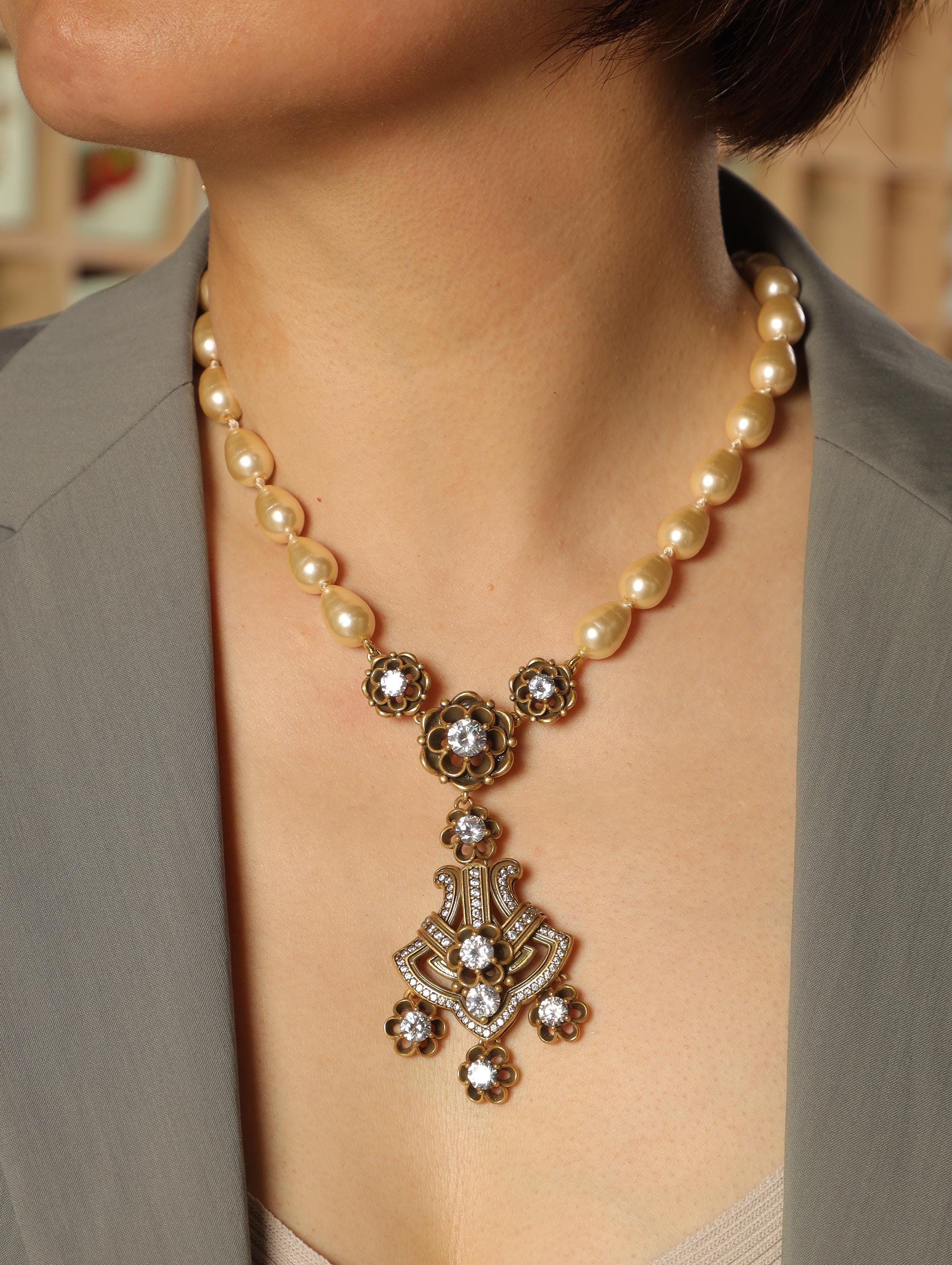 Baroque Crystal Filigree Necklace & Earrings Set | Vintage Bridal Jewelry Set