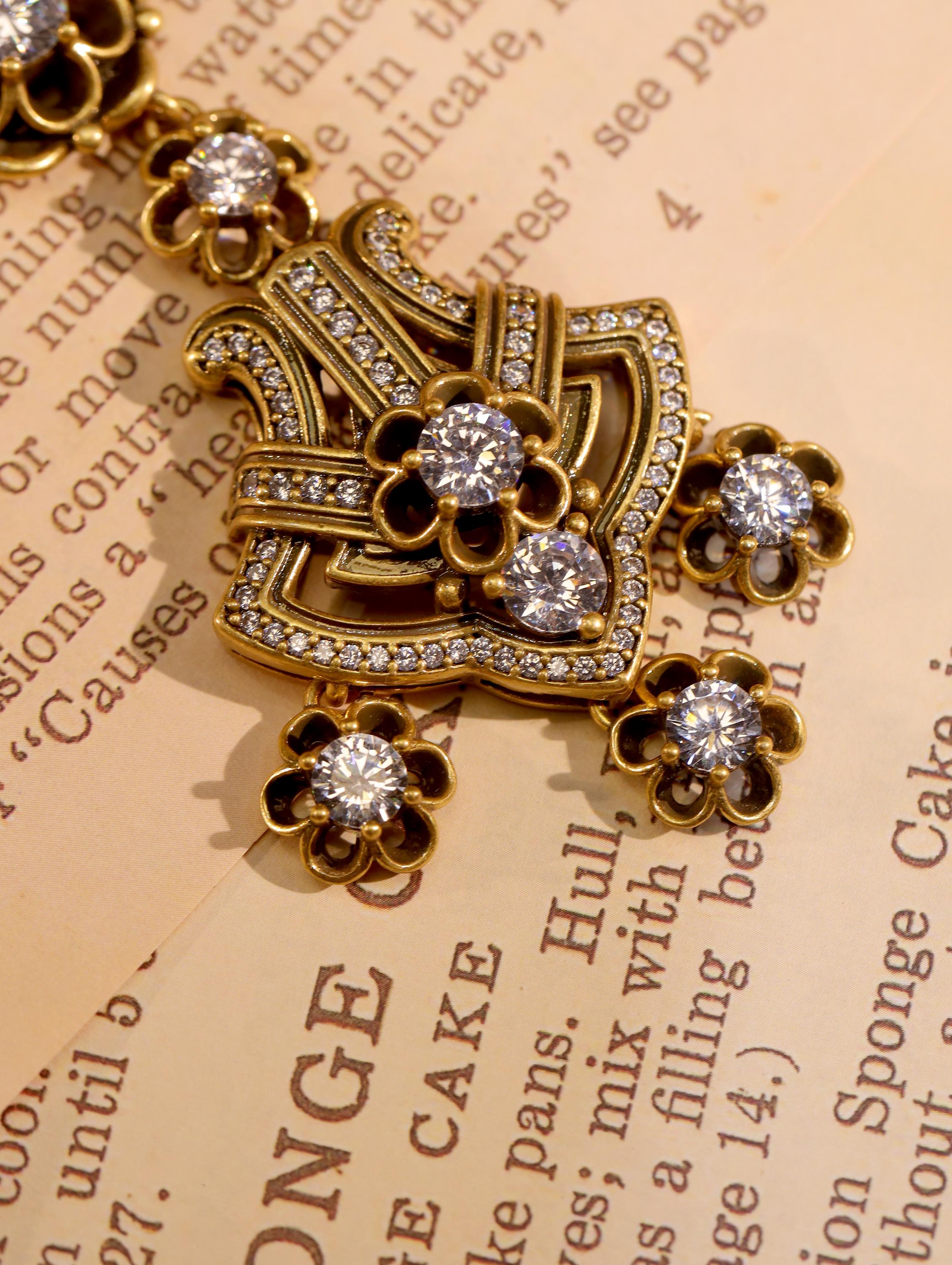Baroque Crystal Filigree Necklace & Earrings Set | Vintage Bridal Jewelry Set