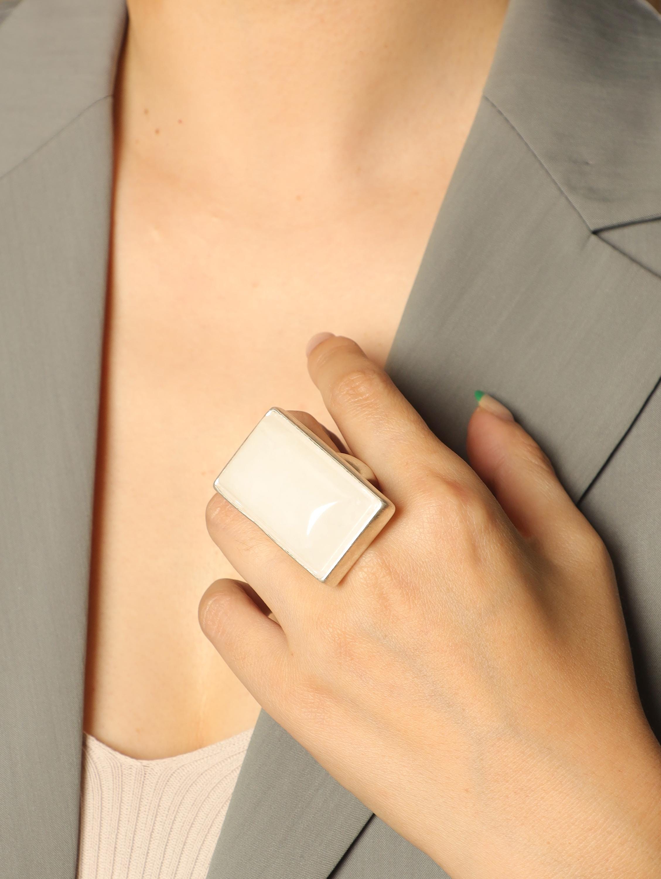 Statement Geometric Rectangle Rings, Oversized Minimalist Cocktail Rings, Modern Bold Jewelry for Women, Adjustable Unique Gift