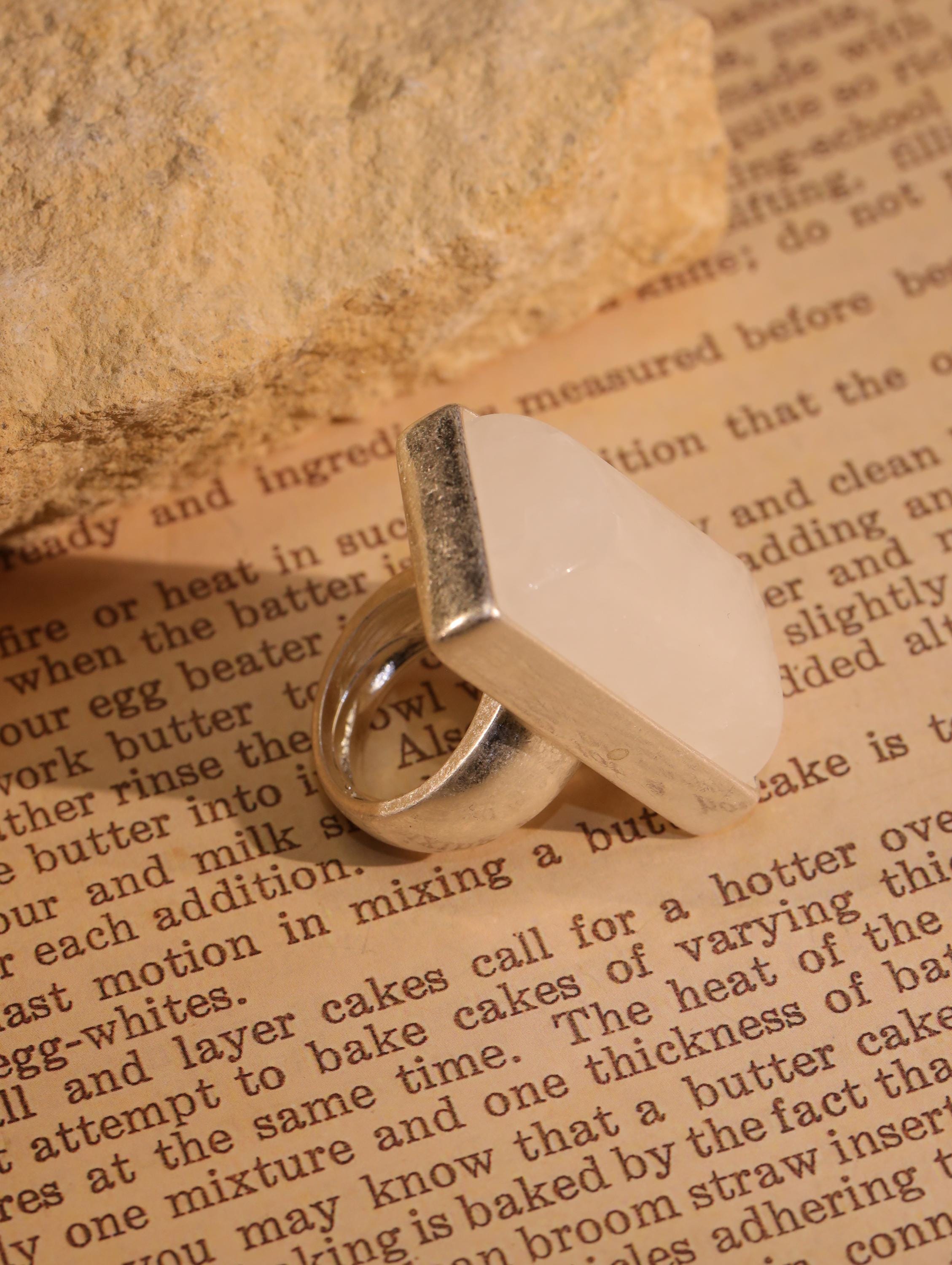 Statement Geometric Rectangle Rings, Oversized Minimalist Cocktail Rings, Modern Bold Jewelry for Women, Adjustable Unique Gift