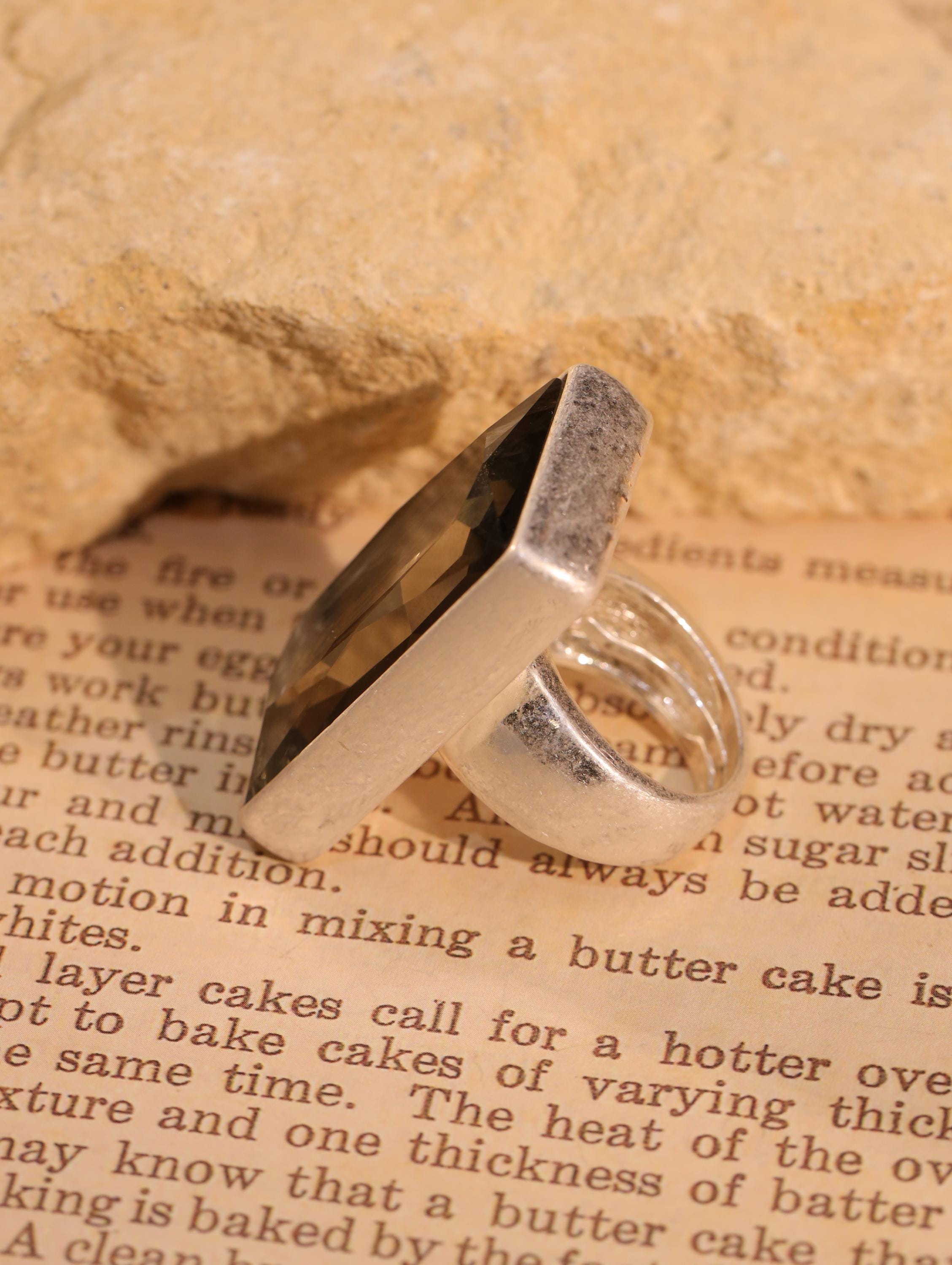 Statement Geometric Rectangle Rings, Oversized Minimalist Cocktail Rings, Modern Bold Jewelry for Women, Adjustable Unique Gift