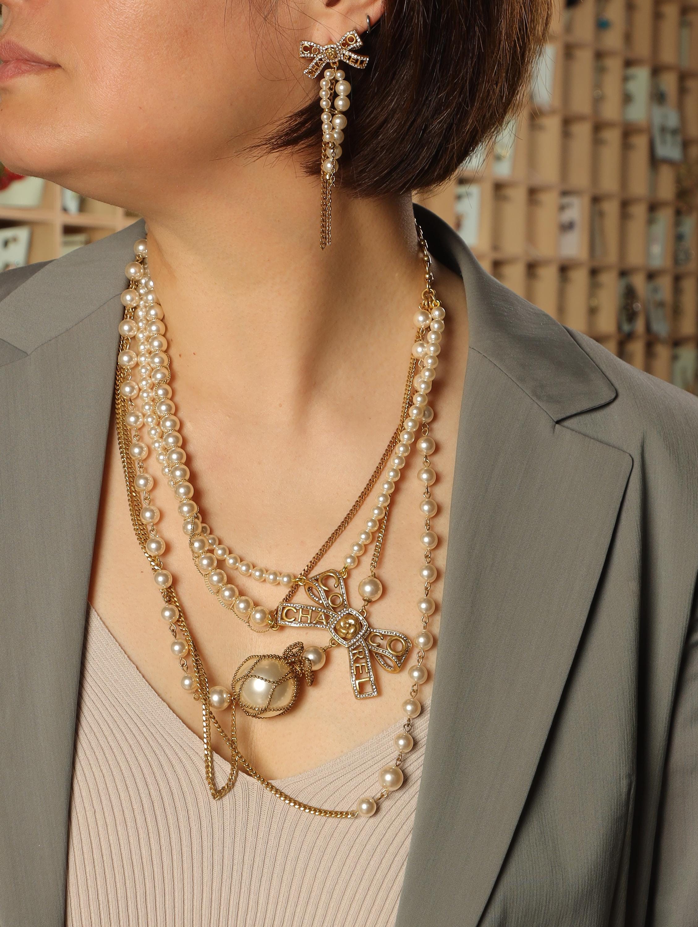 Luxury Baroque Pearl Necklace & Bow Earrings Set, Premium Handmade Jewelry, 18K Gold Plated, High-End Statement Bridal Jewelry