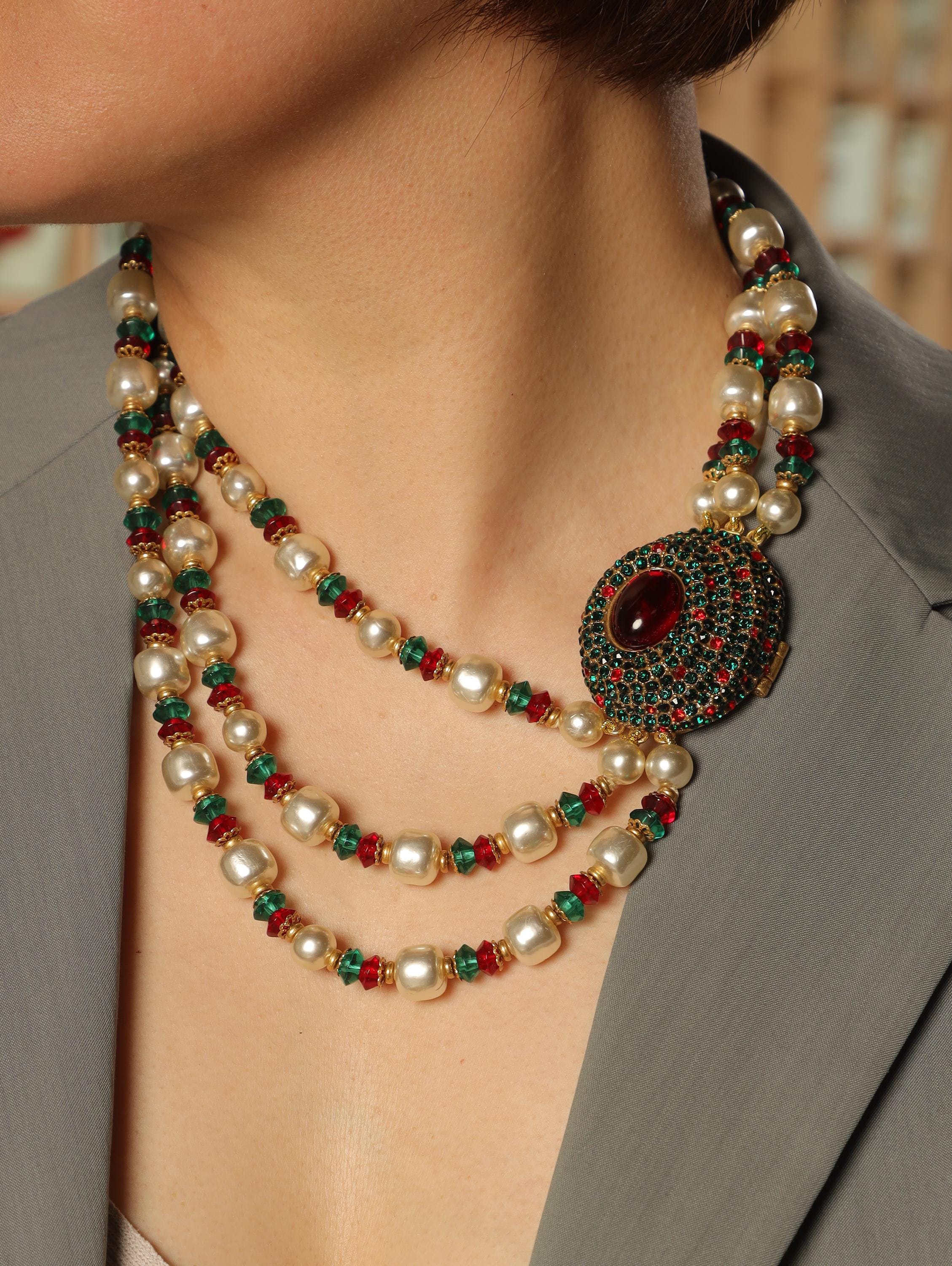Handcrafted Swarovski Pearl & Crystal Necklace Set, Royal Statement Jewelry, Artisan Luxury, High-End Gala Wedding Jewelry for Collectors