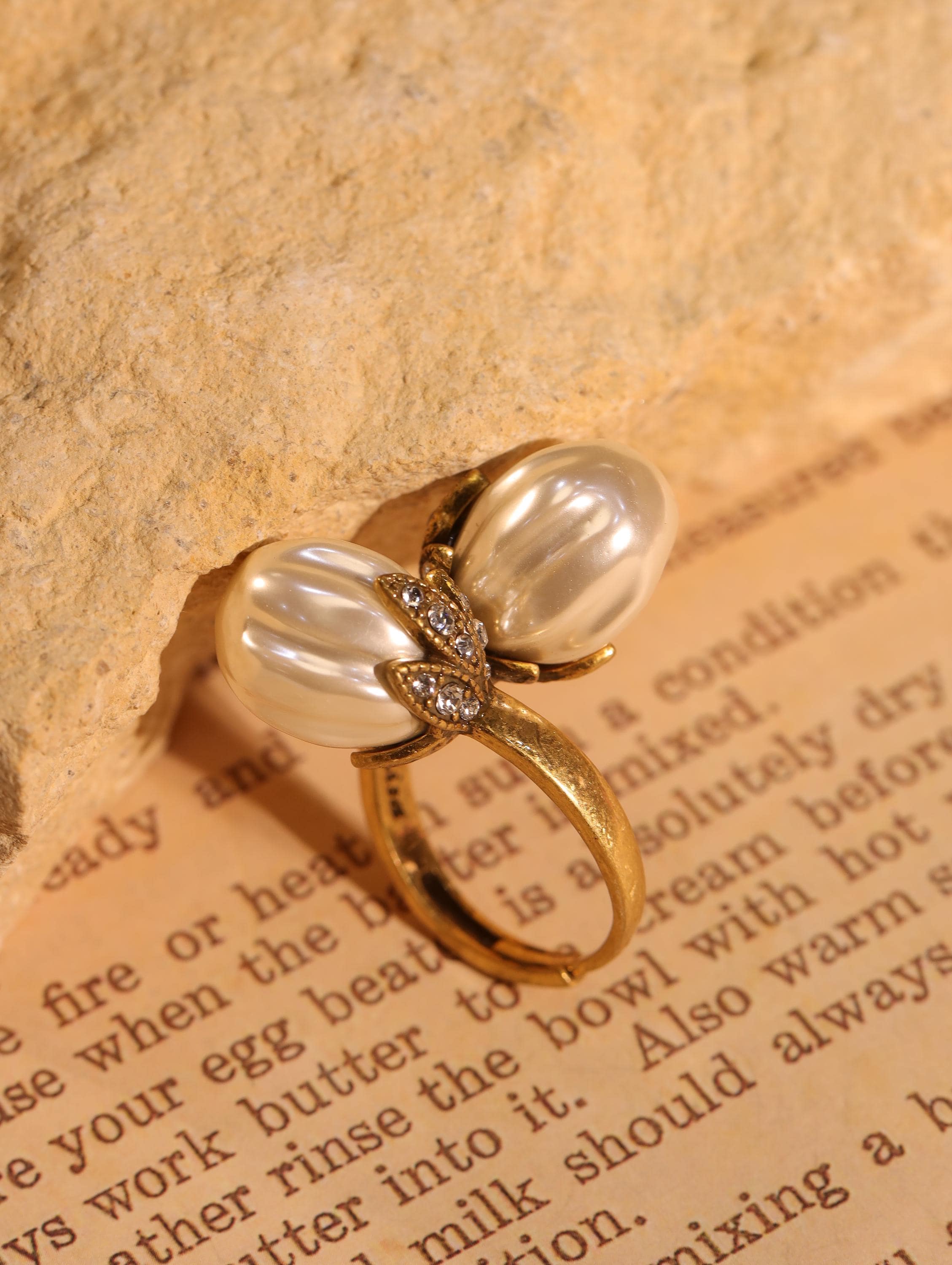 Swarovski Pearl  Crystal Jewelry Set, 18K Gold Plated, Artisan Handmade Ring & Earrings, Luxury High-End Statement Jewelry for Collectors