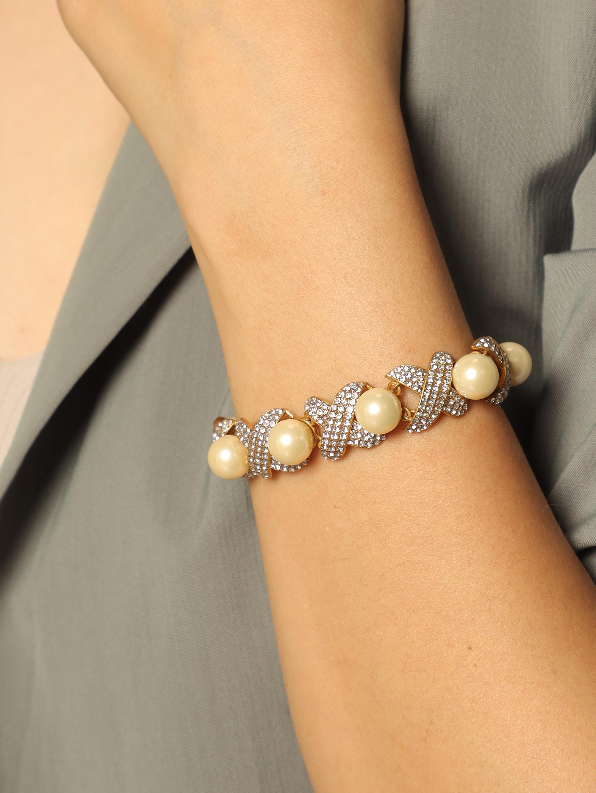 Luxury Pearl Bracelet & Earrings Set, 18K Gold Plated, Artisan Handcrafted with CZ Diamonds, Elegant High-End Boutique Jewelry