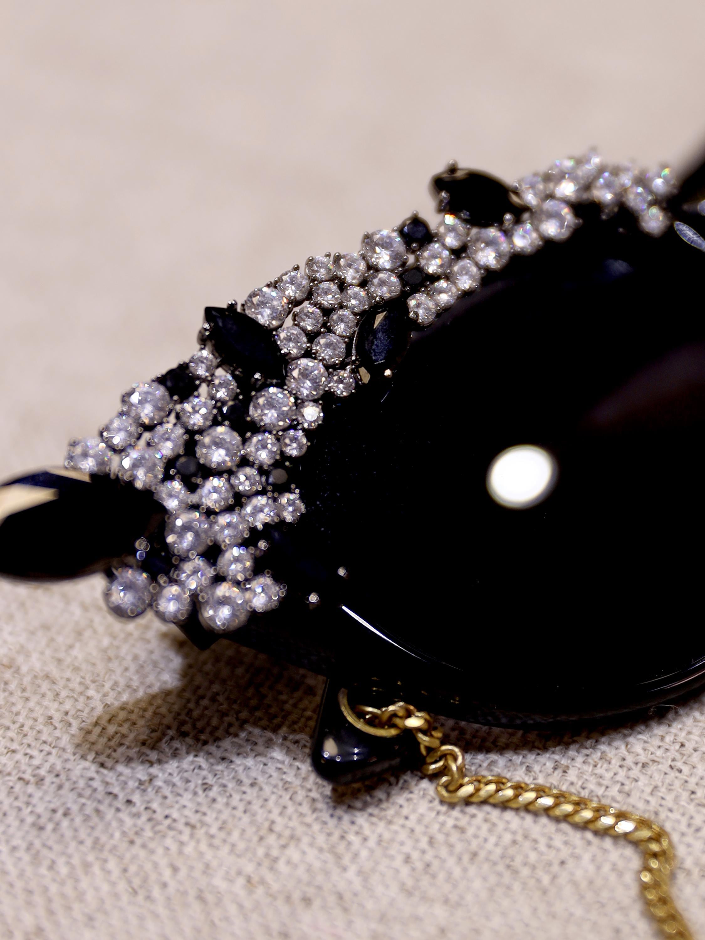 Crystal Embellished Cat Eye Sunglasses with Beaded Chain | Handmade Luxury Statement Eyewear with Natural Stone Holder for Fashionistas