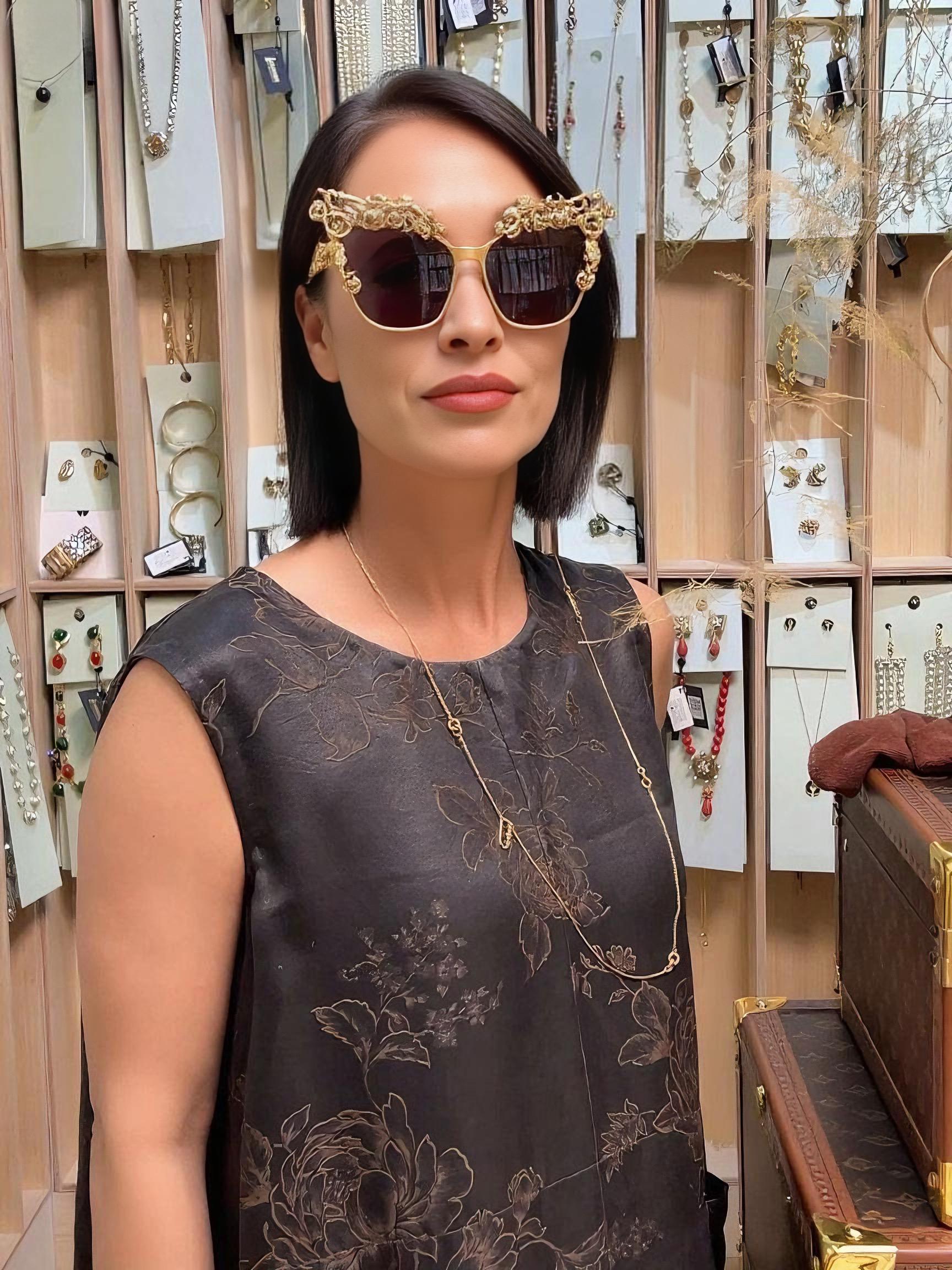 Baroque Gold Filigree Sunglasses | Rococo Style Statement Eyewear | Unique Handmade Gothic Lolita Festival Sunglasses for Fashion Icons