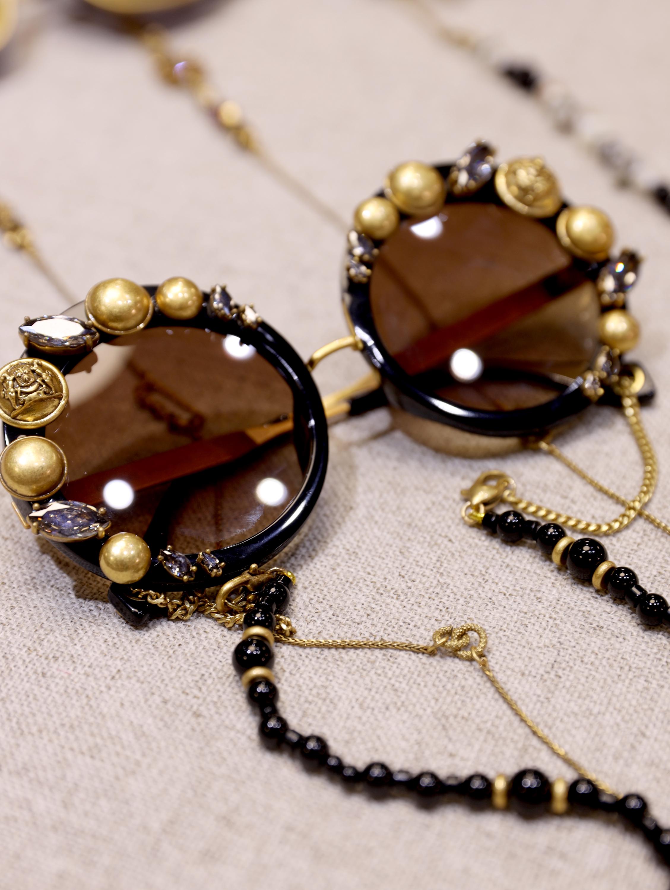 Bold Baroque Statement Sunglasses | Unique Handmade Beaded Round Shades | Attention-Grabbing Artistic Eyewear for Fashion Rebels