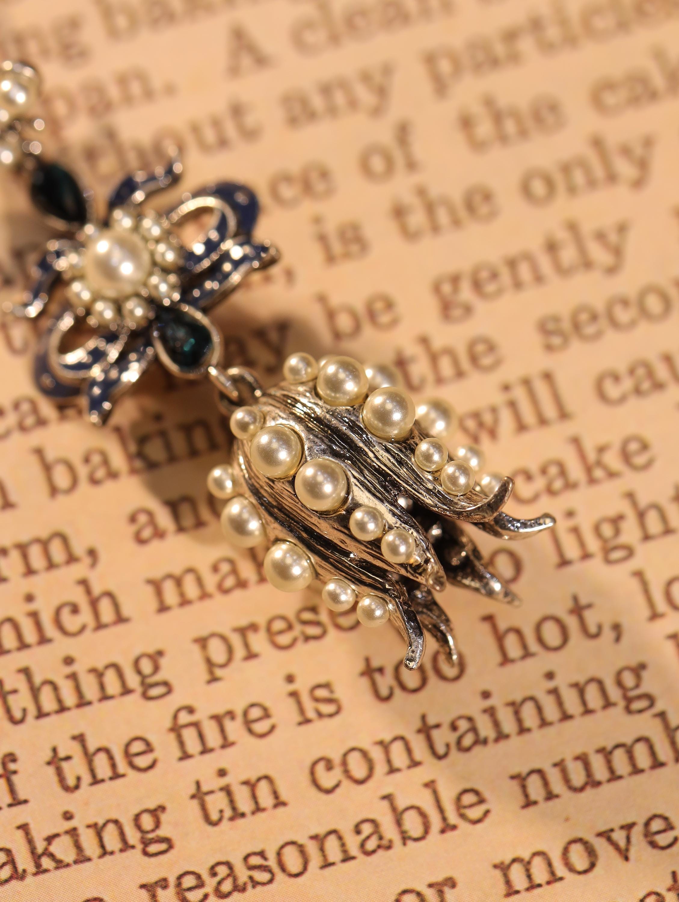 Luxury Baroque Drop Earrings, Swarovski Crystals & Pearls, Handcrafted Enamel, Antique Silver Plated, High-End Vintage Collector Jewelry