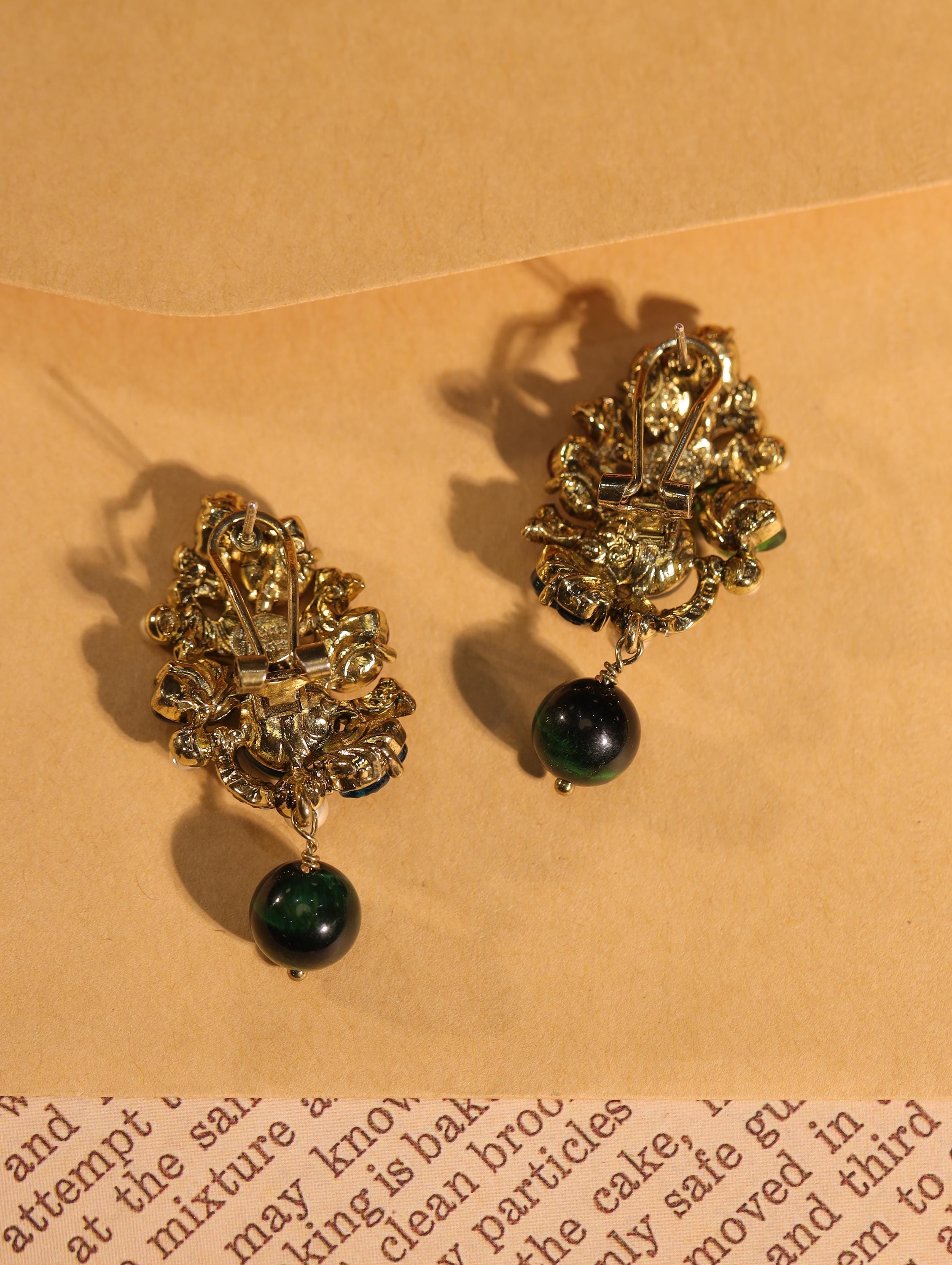 Colorful Vintage Statement Earrings | Swarovski Crystal & Faux Gem Clip-Ons | Artistic Handmade Heirloom Jewelry for Elegant Women